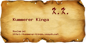 Kummerer Kinga névjegykártya